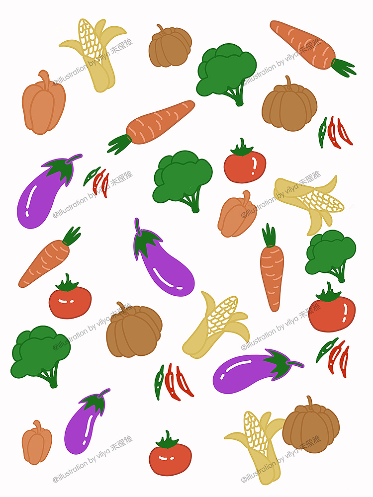 蔬菜食物背景和厨师职业人物形象（图ZMTk4MTgwNTI0） - 商业插画 - 站酷设计师未理雅原创素材 - 站酷ZCOOL