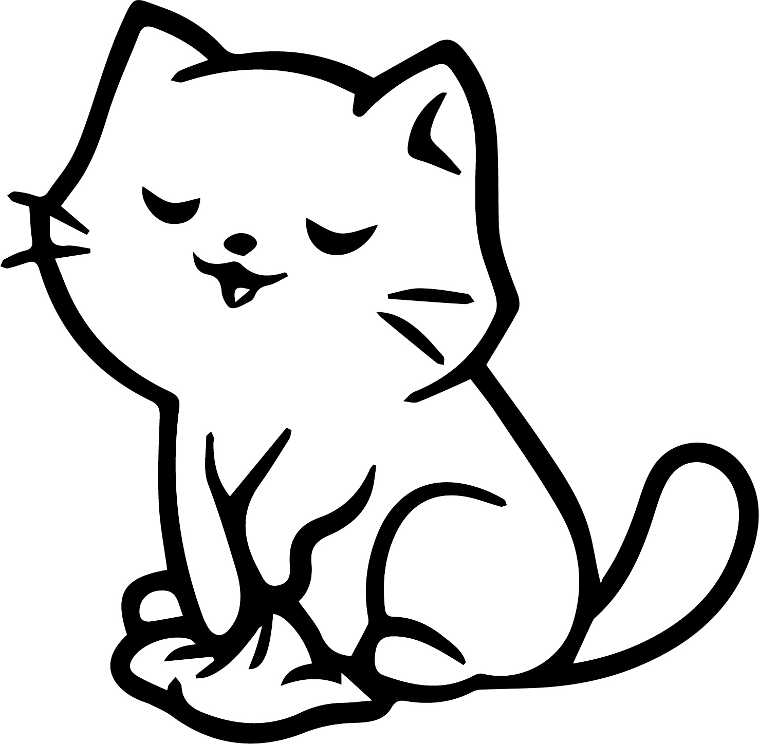 呆萌可爱小猫简笔画图片