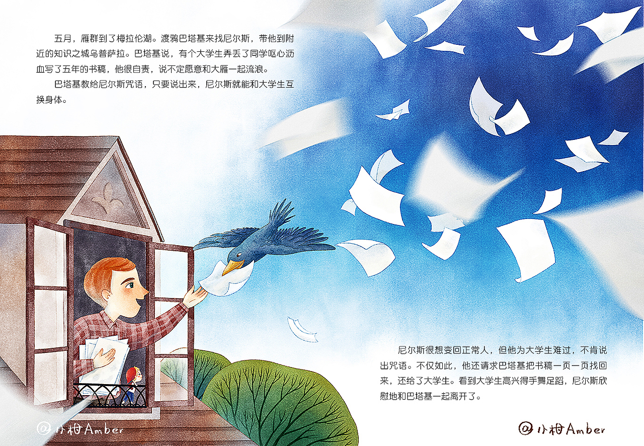 尼尔斯骑鹅旅行记（图ZMjI5Mjc1NDg4） - 儿童插画 - 站酷设计师小柑Amber原创素材 - 站酷ZCOOL