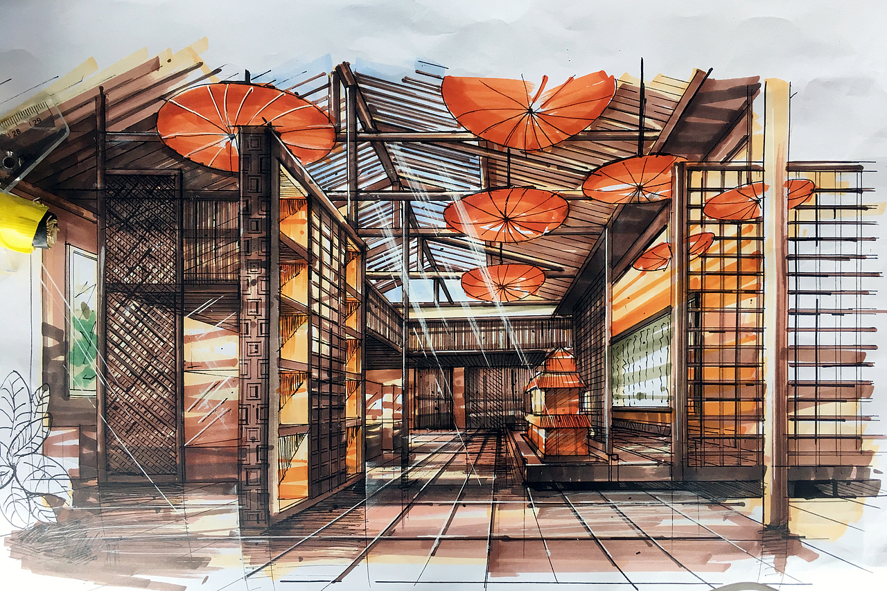 室内设计马克笔效果图（图ZMTI1NDAyNTA4） - 家装设计 - 站酷设计师李书妮原创素材 - 站酷ZCOOL