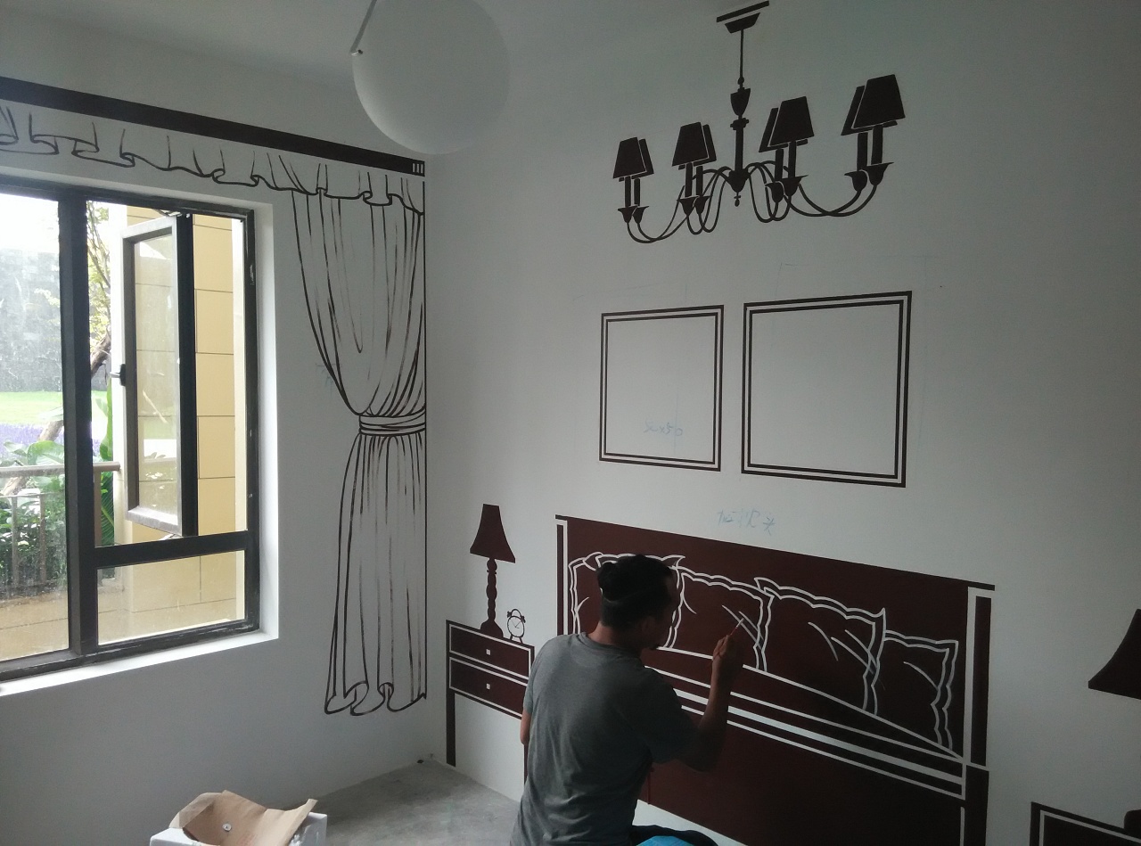 昆明中航城样板房墙体彩绘—锦泰彩绘—13619634903