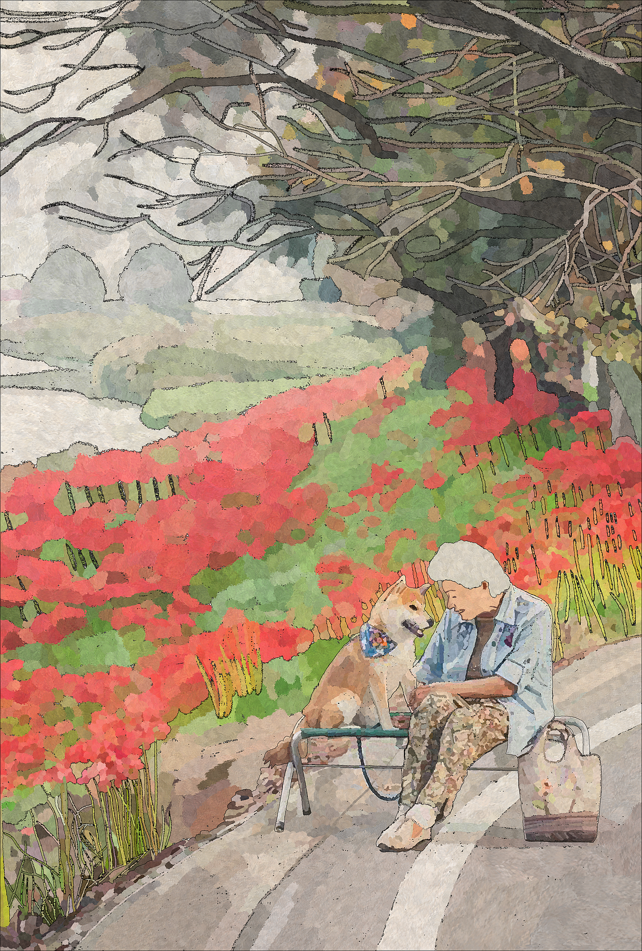 日本老奶奶与她的小柴犬系列