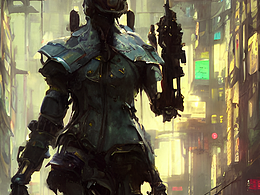 #站酷梦笔#世界杯，油画,赛博朋克