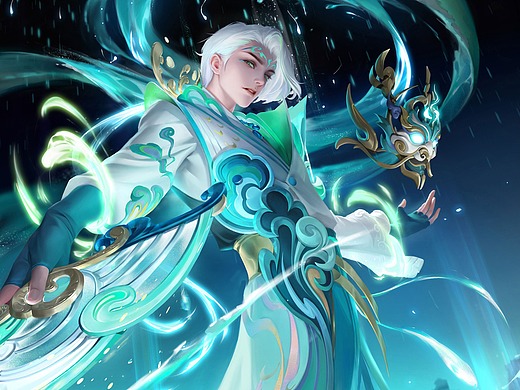 《王者荣耀》诸葛亮时雨绘画过程