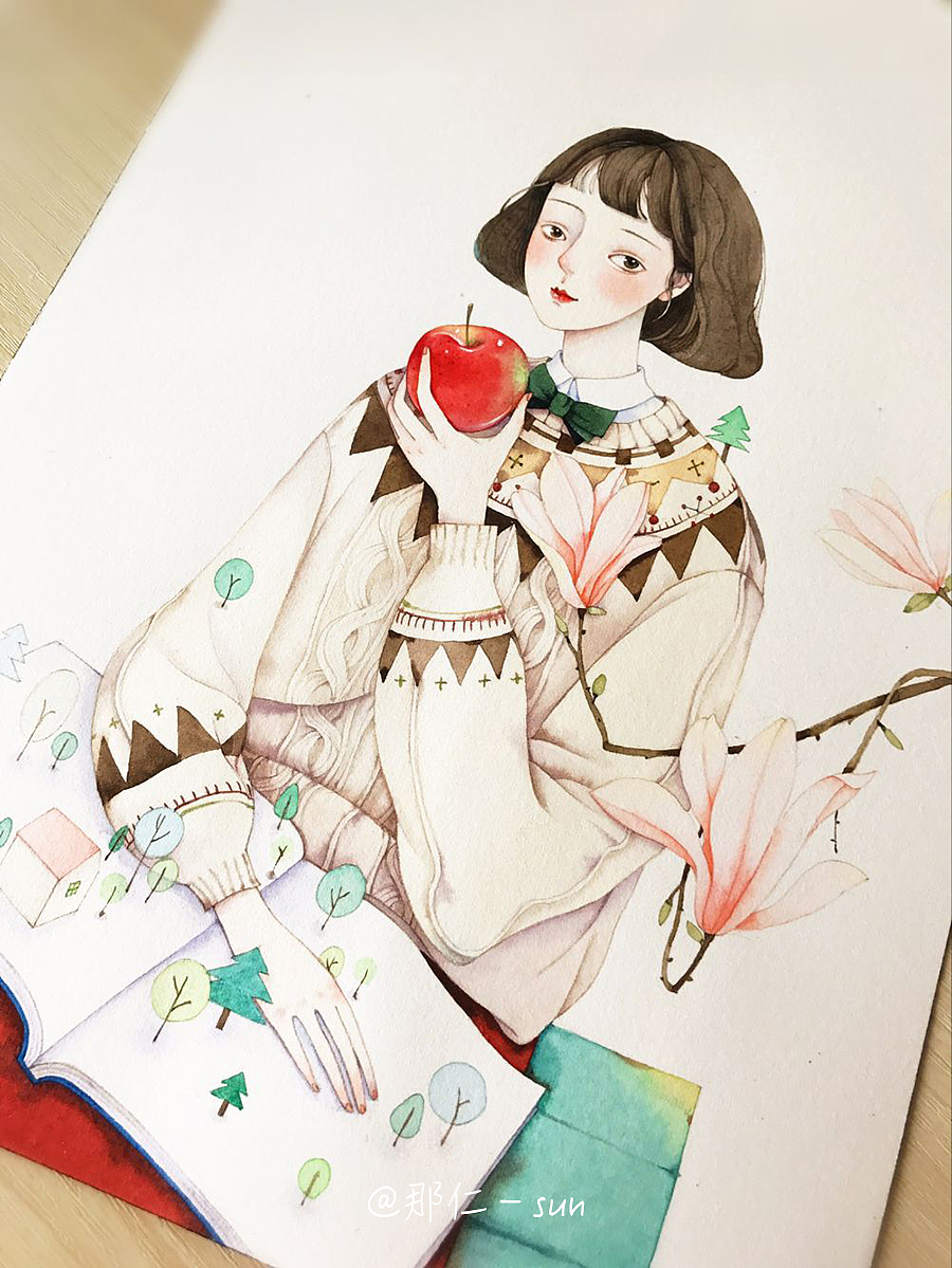 听一首老歌，与那仁一起画画吧。（图ZNjc3NTAyNjA=） - 商业插画 - 站酷设计师那仁原创素材 - 站酷ZCOOL