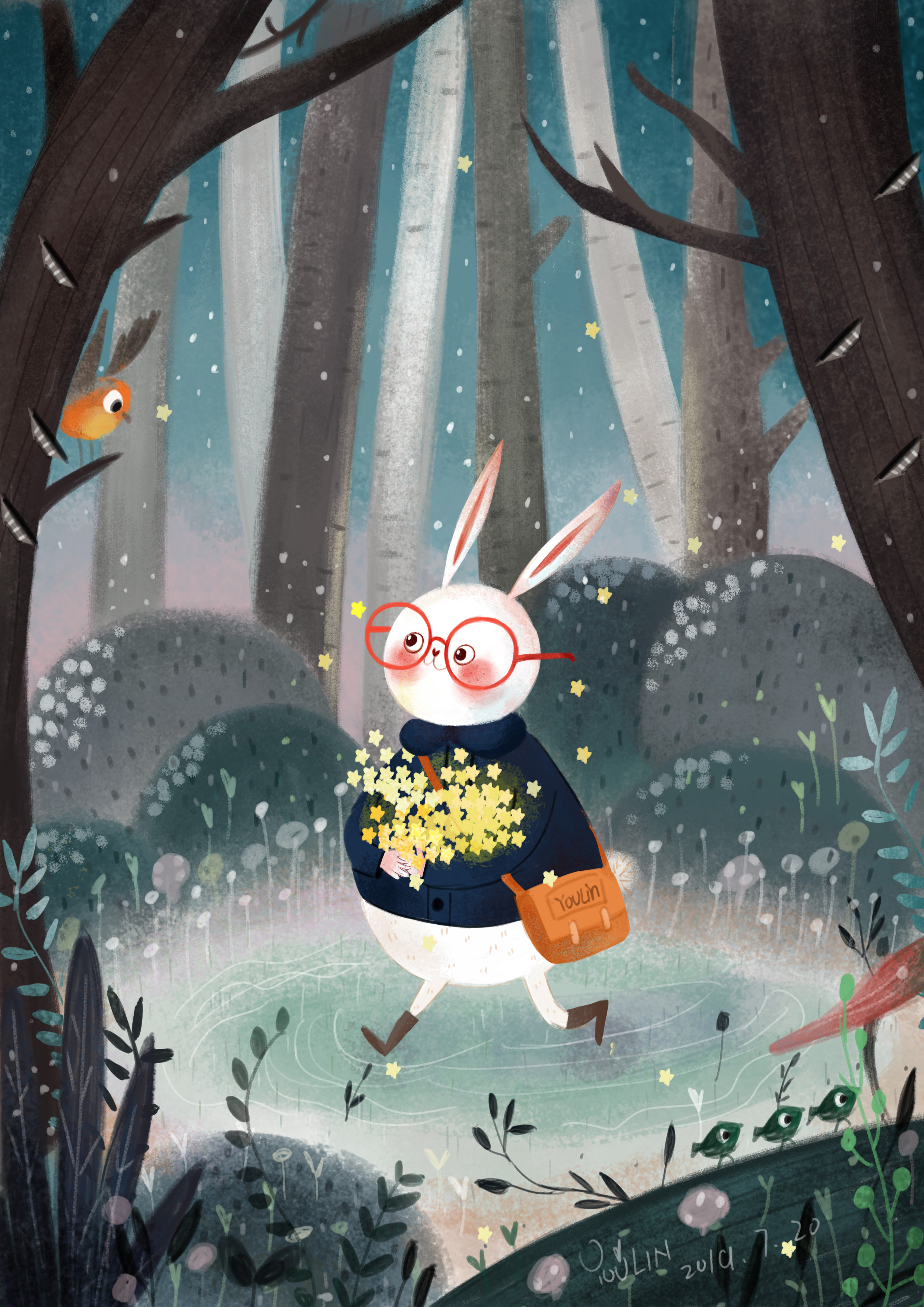 拾星星的兔子|插画|儿童插画|插画师伊幼琳 - 原创作品 - 站酷 (zcool