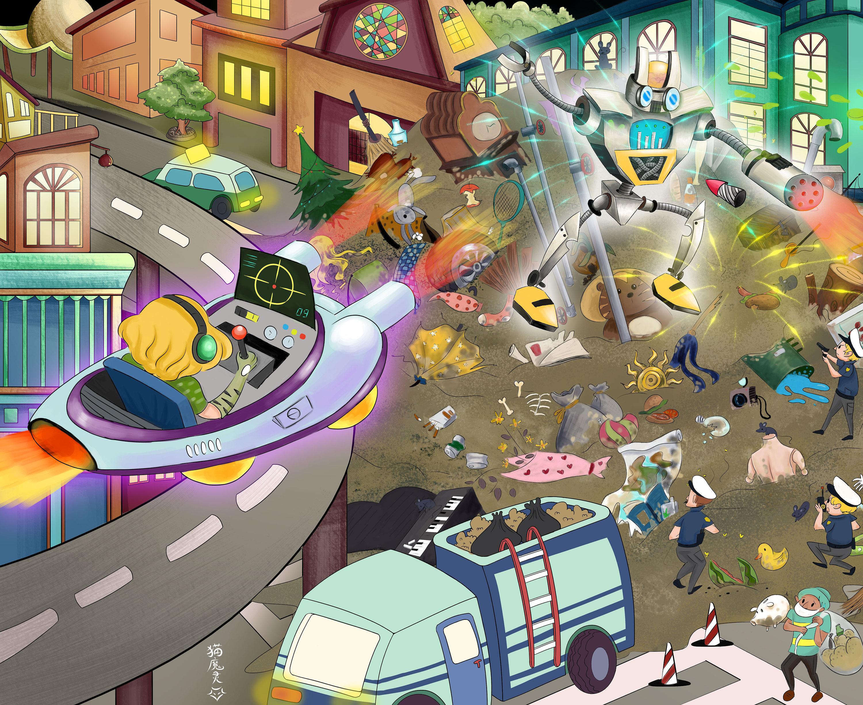 垃圾|插画|儿童插画|o猫魔灵o - 原创作品 - 站酷 (zcool)