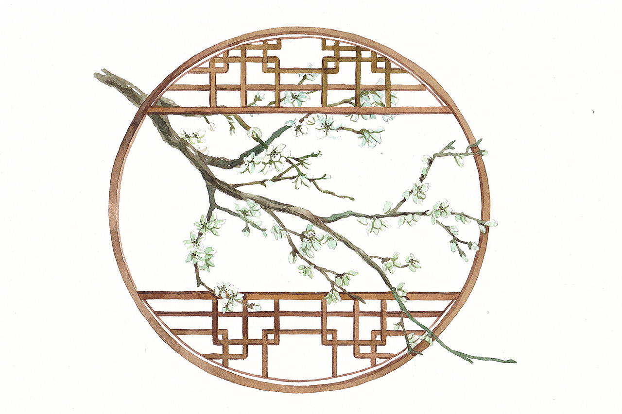 闲窗听雨摊诗卷（图ZOTQyMTg1MzY=） - 商业插画 - 站酷设计师吴都Jasmine原创素材 - 站酷ZCOOL