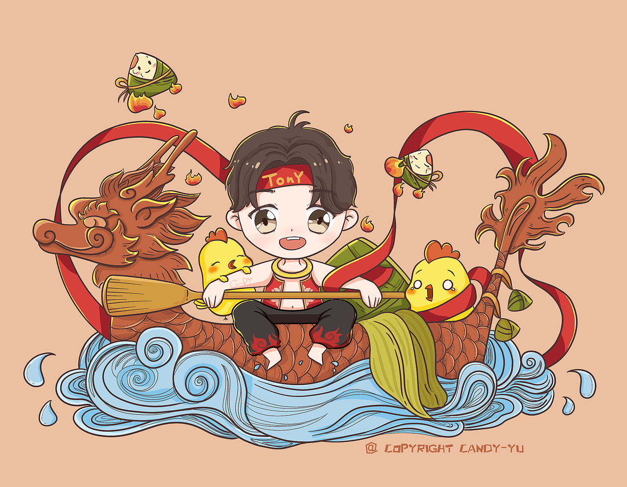 龙舟出行，哪吒庆端午（图ZMjEyOTYyNTk2） - 商业插画 - 站酷设计师Candy雨原创素材 - 站酷ZCOOL