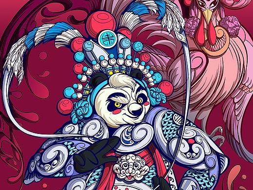 国粹主题插画——涂鸦组合式