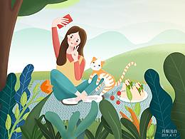 y园糖插画打卡21天 — day3 去野餐啦~