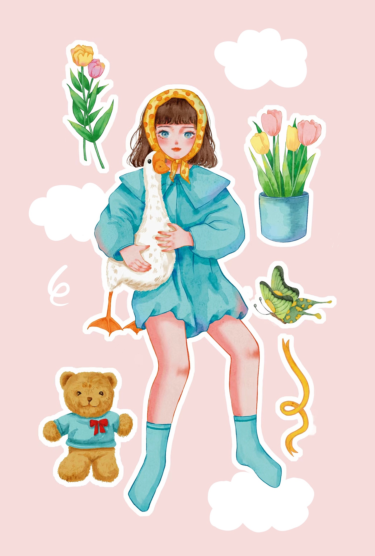 一组春天气息的少女