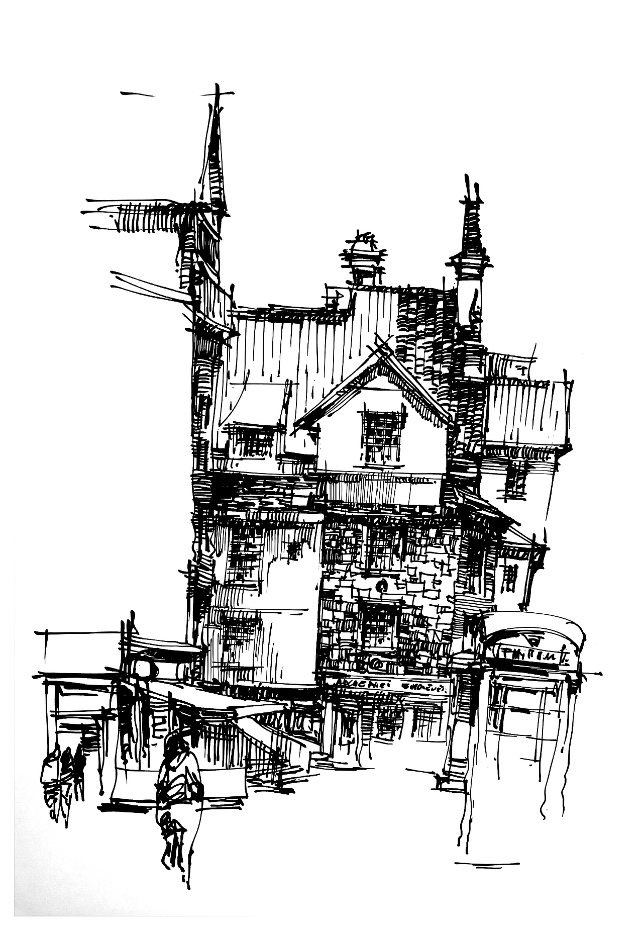 欧式街景钢笔速写