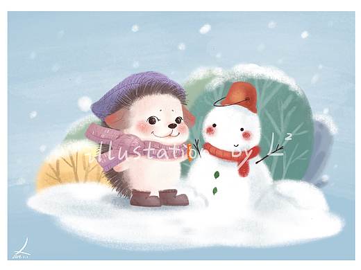 玩雪的小刺猬（個(gè)人主頁(yè)-ZMzI1NTkxNDQ=） - 兒童插畫(huà) - 站酷設(shè)計(jì)師L的二次小森林原創(chuàng)素材 - 站酷ZCOOL