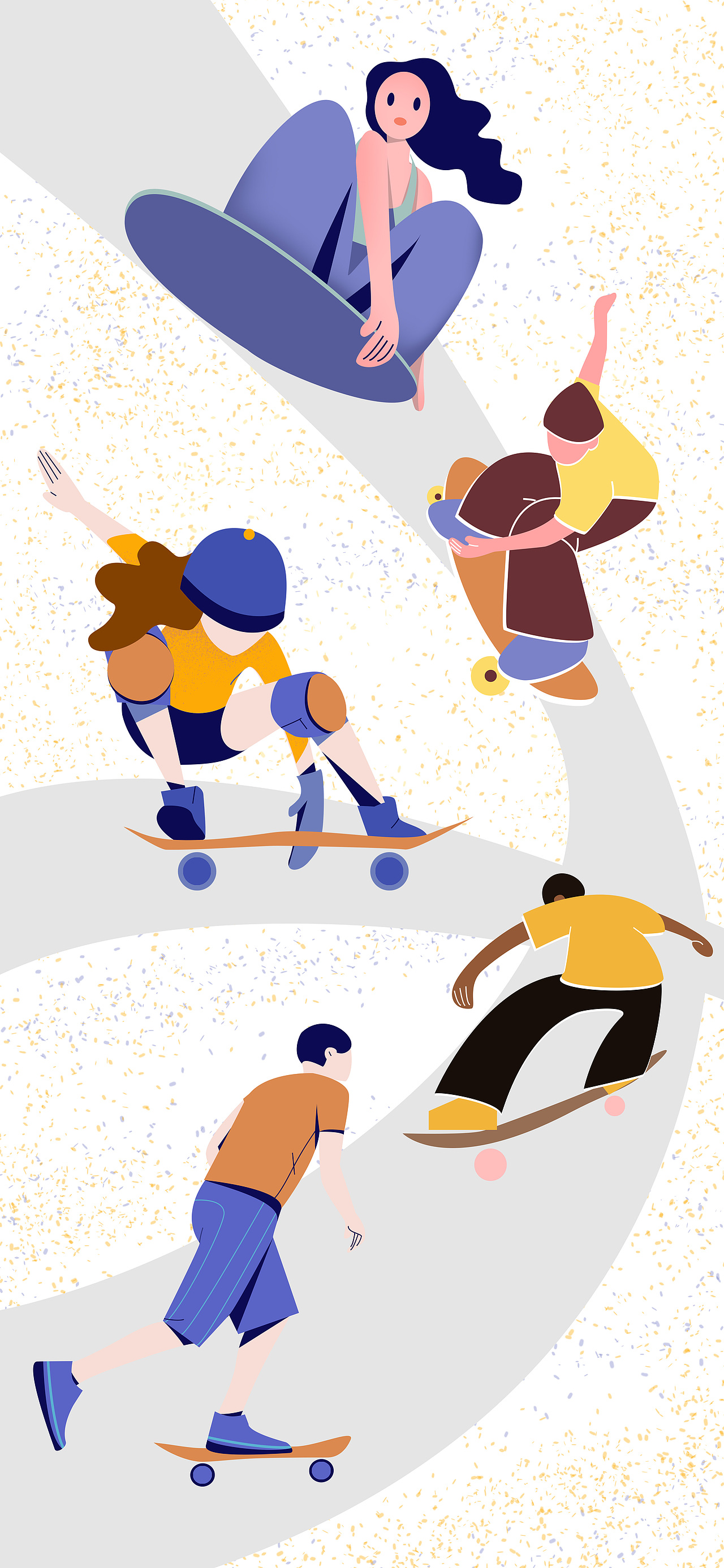 扁平风格插画滑板系列最后一张做了一下动态gif格式