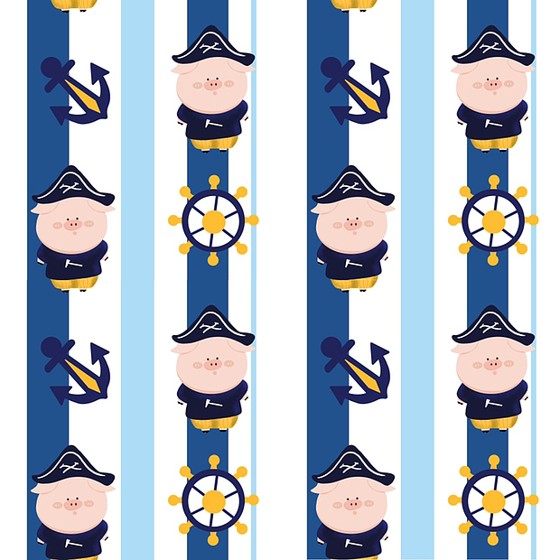 《我是一只小猪》系列印花图案