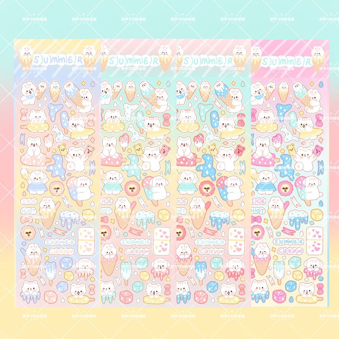 咕卡贴纸|夏日冰淇淋（图ZMzA3NTAzODE2） - 商业插画 - 站酷设计师爱学习的哈鲁酱原创素材 - 站酷ZCOOL