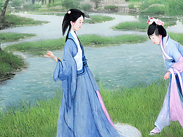 #AI創(chuàng)作實(shí)驗(yàn)室#漢服少女 河邊漫步
