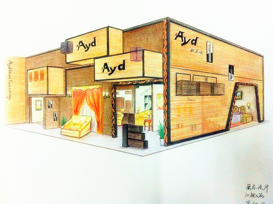 彩铅手绘——一点透视与两点透视