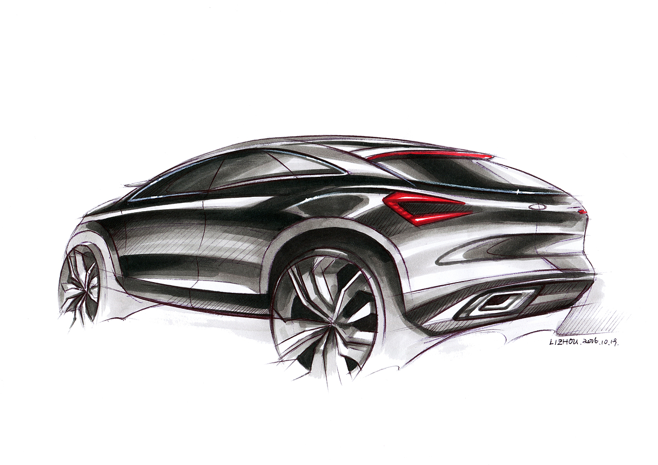 汽车设计,交通工具设计,设计手绘,马克笔快速表达