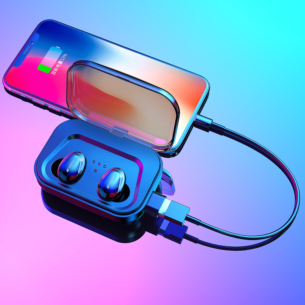 蓝牙耳机3D建模渲染