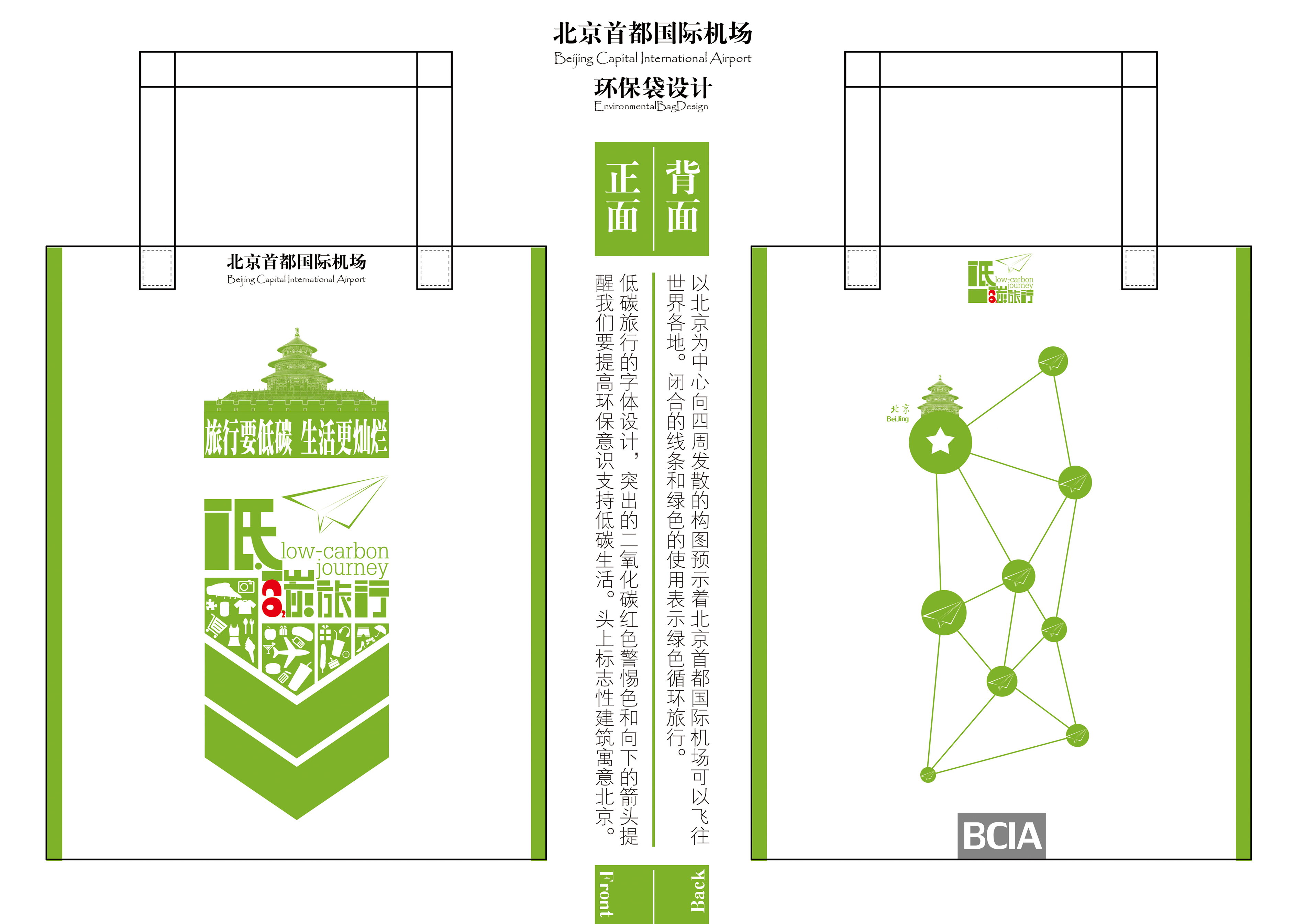 首都机场商业环保购物袋创意设计--低碳旅行