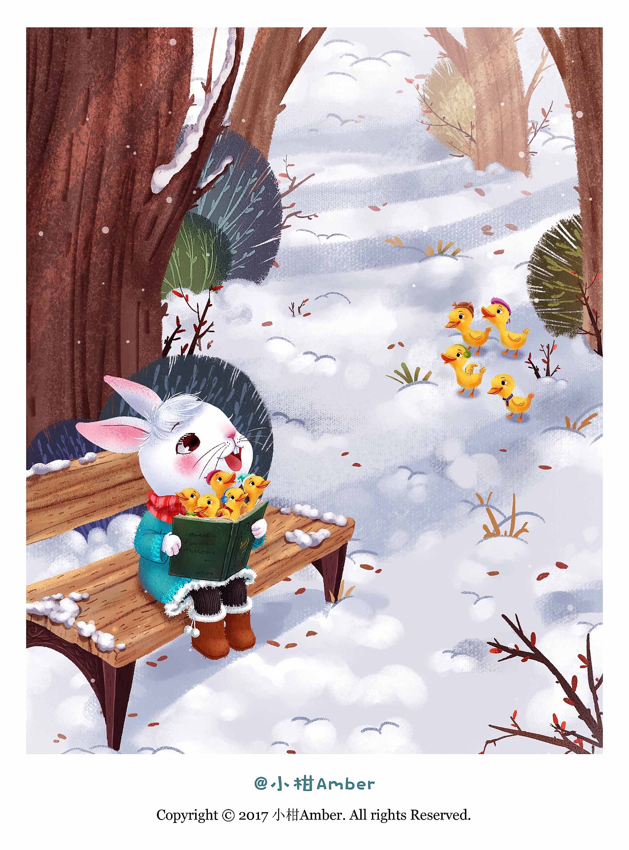 儿童插画兔子讲故事