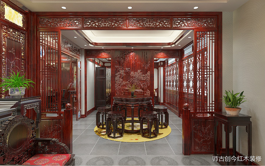 别墅红木装修,红木全屋定制演绎东方之美!