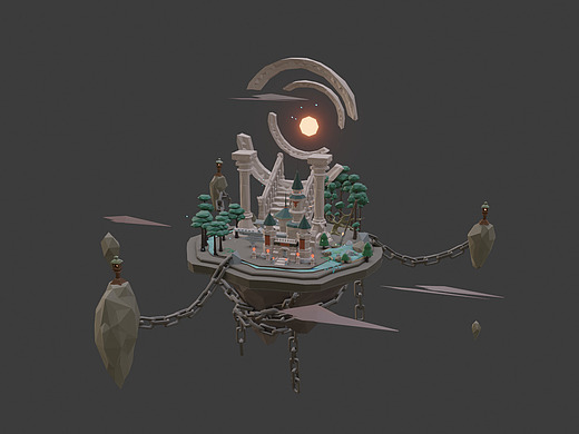 郑郑好218空岛场景爱建模的老克283zbrush雕刻动漫人物,海贼王—空 