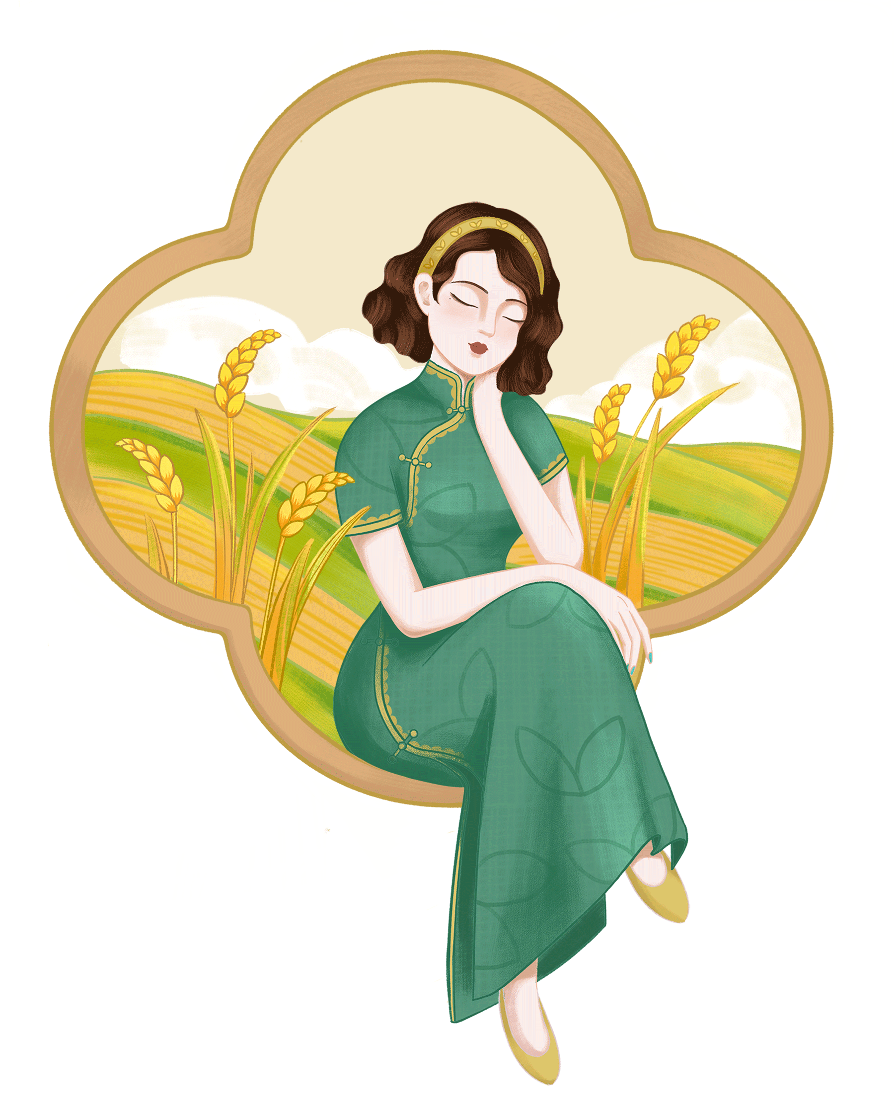 民国美女插画-中华米粉（图ZMjc5NjA2MDY4） - 商业插画 - 站酷设计师余巧红原创素材 - 站酷ZCOOL