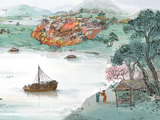 水墨板绘历史文献