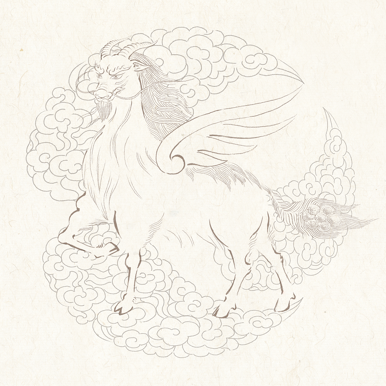 举报69分享原创作品插画商业插画神兽国风白泽祥云静里插画51一粒芥菜