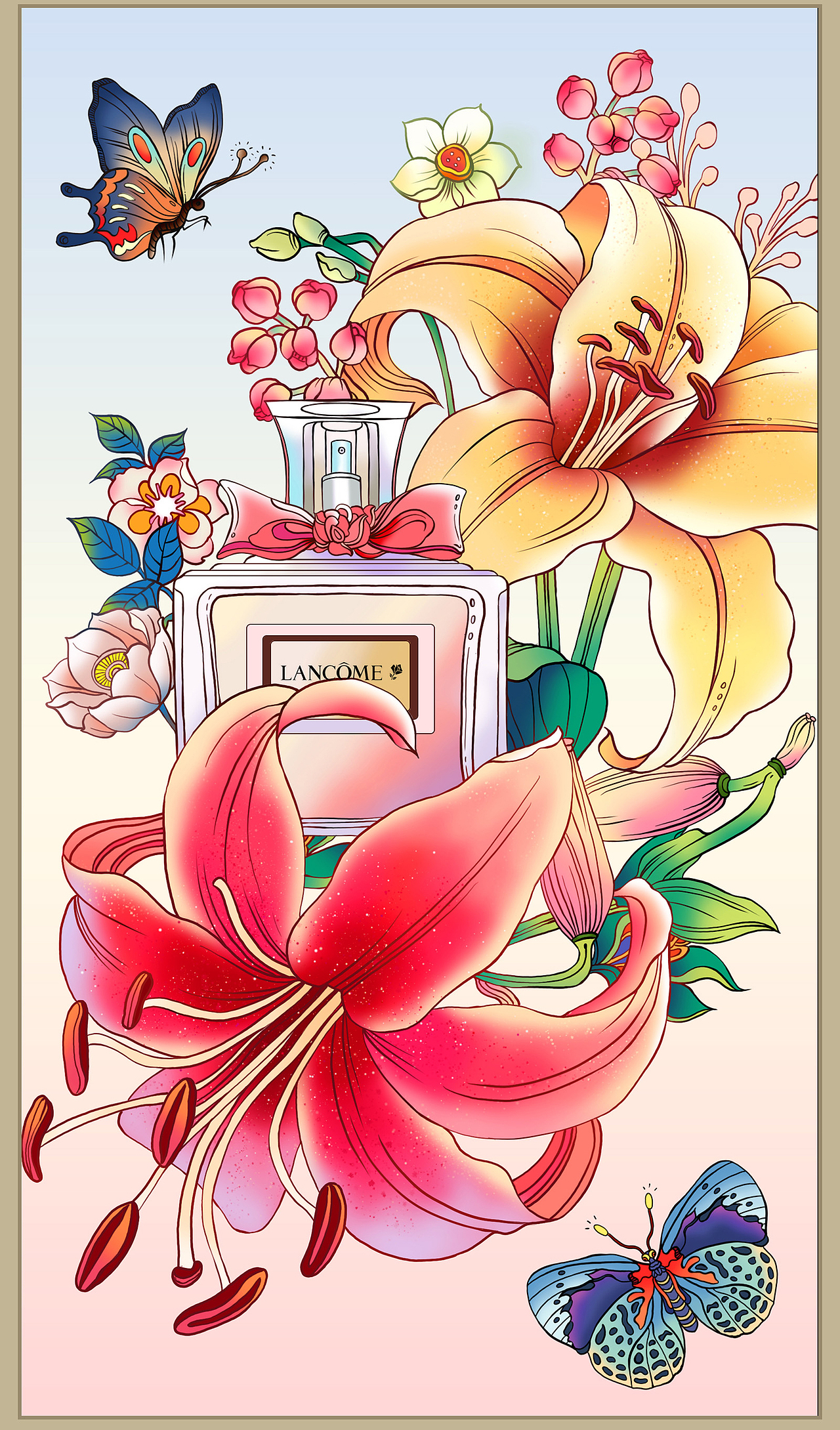 工笔白描国潮风元素插画合集