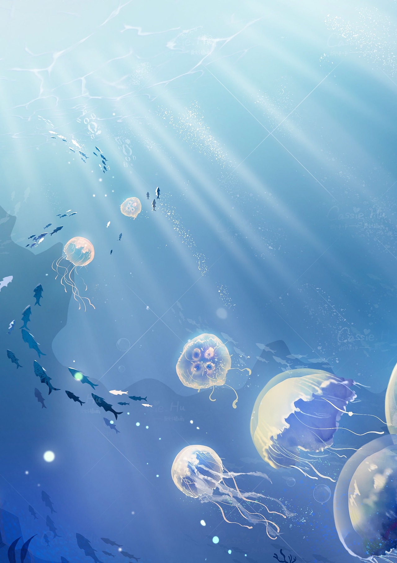追逐水母的游戏｜ #夏日创作季#（图ZMzA2NTQ5NDcy） - 创作习作 - 站酷设计师胡呼呼Cassie原创素材 - 站酷ZCOOL