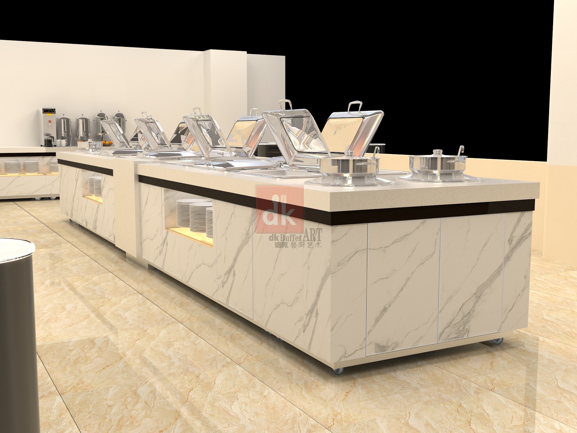 自助餐厅设计效果图 自助餐摆菜台效果图