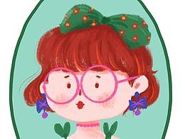 綠色調(diào)復(fù)古小女孩