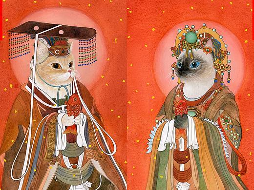 囍囍画画 之 猫门神❤