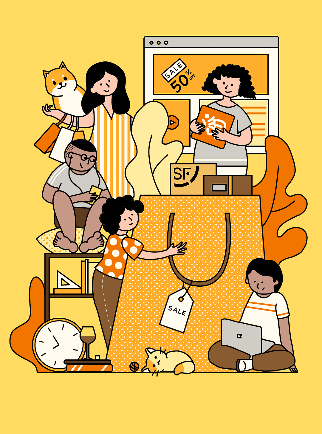 主题插画(Shop/Music/Food/Summer)