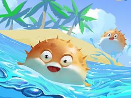 插画|海边冲冲冲凉