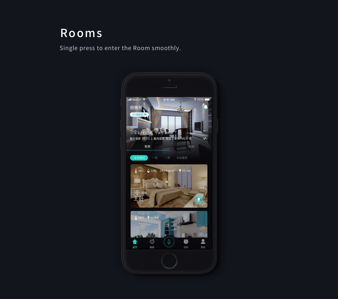 智能家居Smart Home App - Dark Concept 深色概念版（图ZMTMxNDE4NjA4） - APP界面 - 站酷设计师elton_chentao原创素材 - 站酷ZCOOL