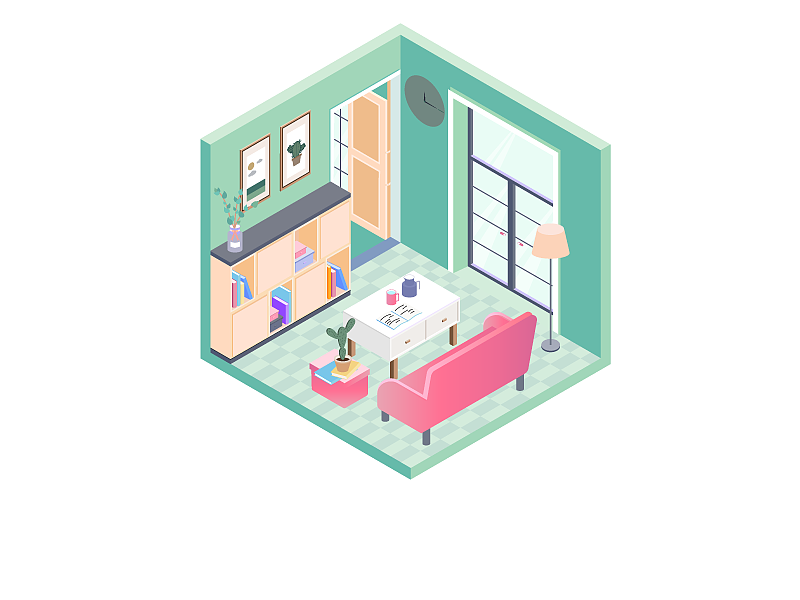 2.5D室内场景小插画（图ZMTgwMTkwMTg0） - 创作习作 - 站酷设计师冬荫功鱼鱼原创素材 - 站酷ZCOOL