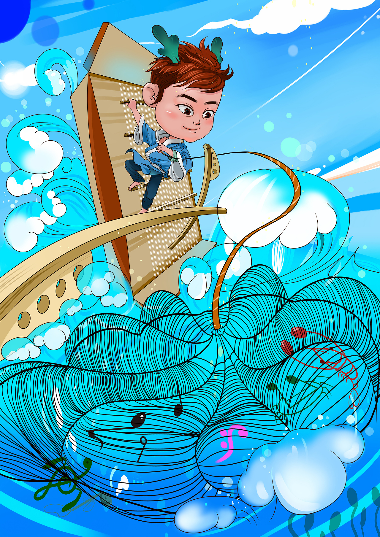 【扬琴网线下活动】海报招贴|插画|商业插画|君书墨 - 原创作品