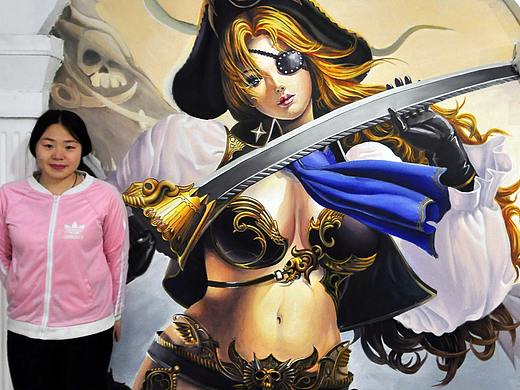 墙绘班大丽的动漫美女