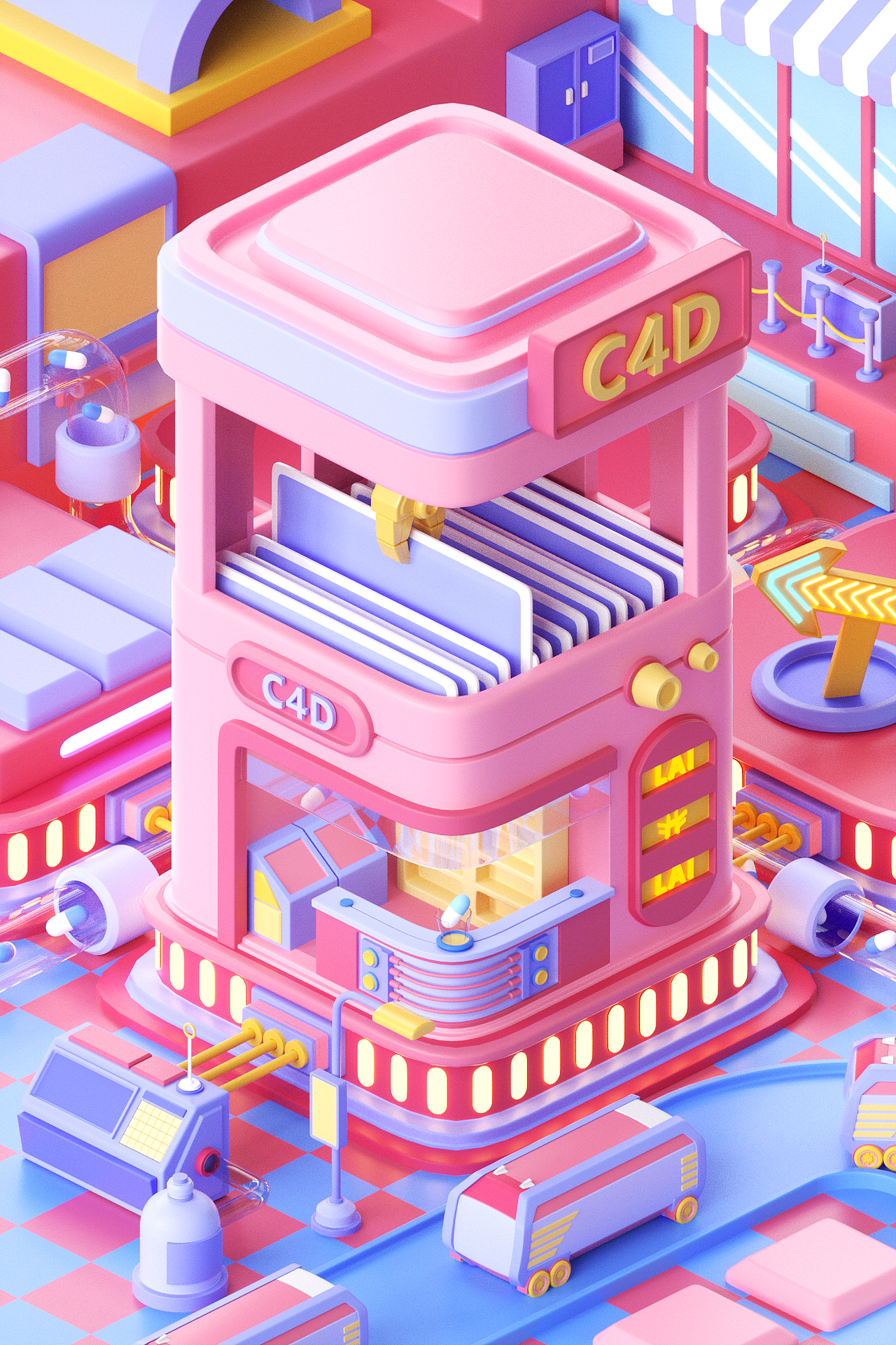 C4D零基础第四期学员作品——NiaoNiao的C4D课堂(上)(图ZMzAzMzc3ODgw) - 场景 - 站酷设计师我就是NiaoNiao原创素材 - 站酷ZCOOL