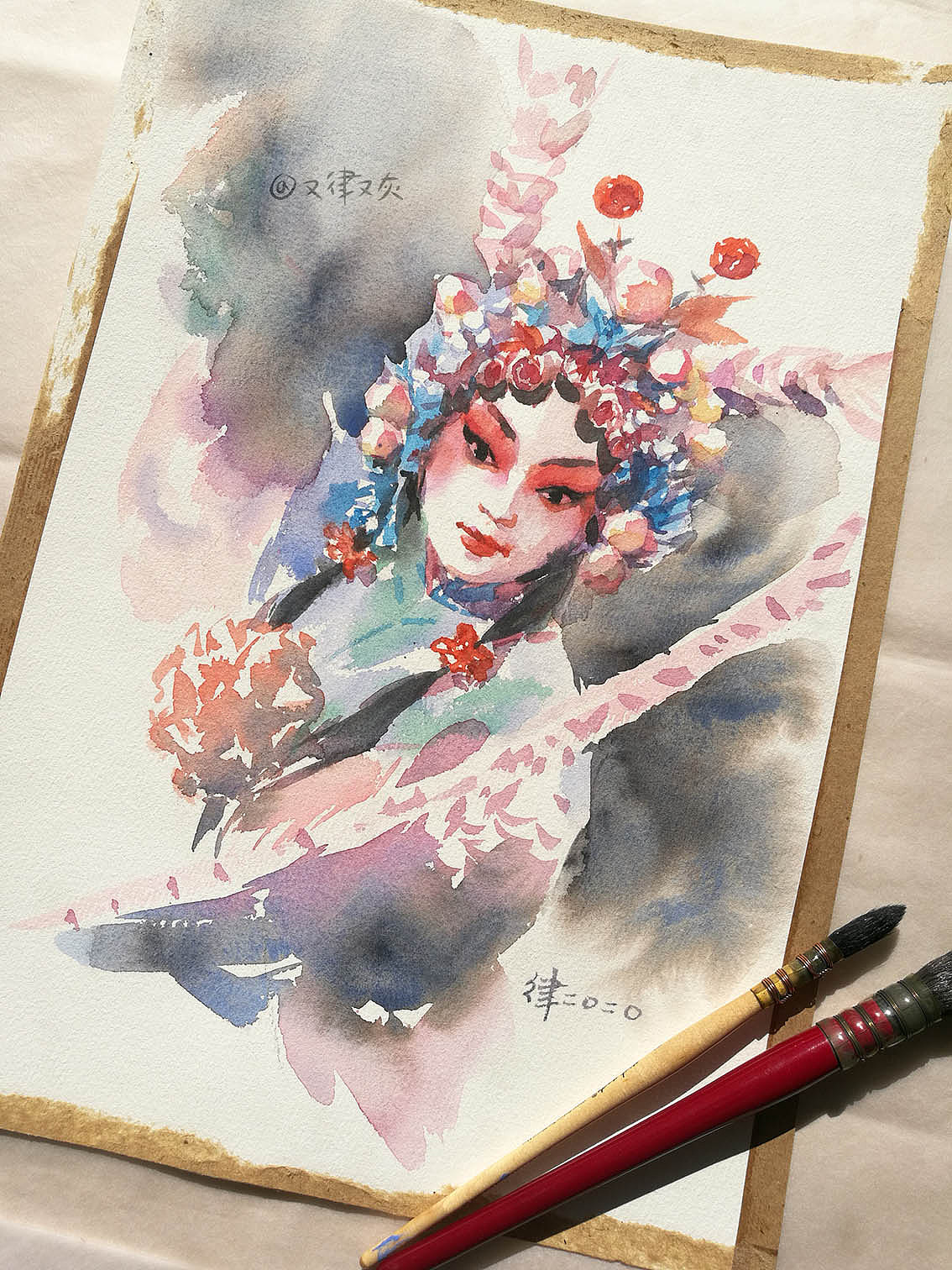 京剧系列水彩人像9幅捕捉你一颦一笑中的神韵