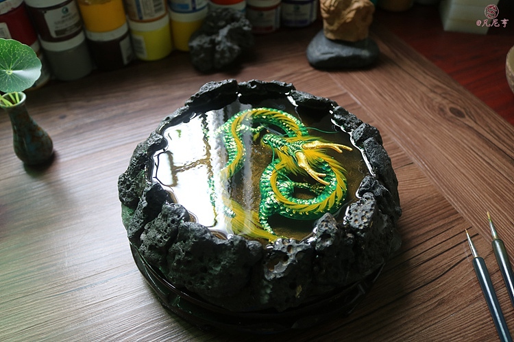 金斑青龙 火山天池 3D树脂画（图ZNTA4NzYyMjg=） - 绘画 - 站酷设计师凡尼亨原创素材 - 站酷ZCOOL