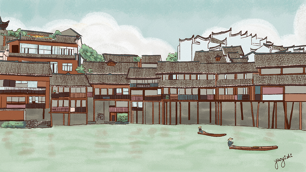 关于旅行日记——凤凰古城（图ZMjI4MjE0MDky） - 商业插画 - 站酷设计师Sylvia杳亦之原创素材 - 站酷ZCOOL