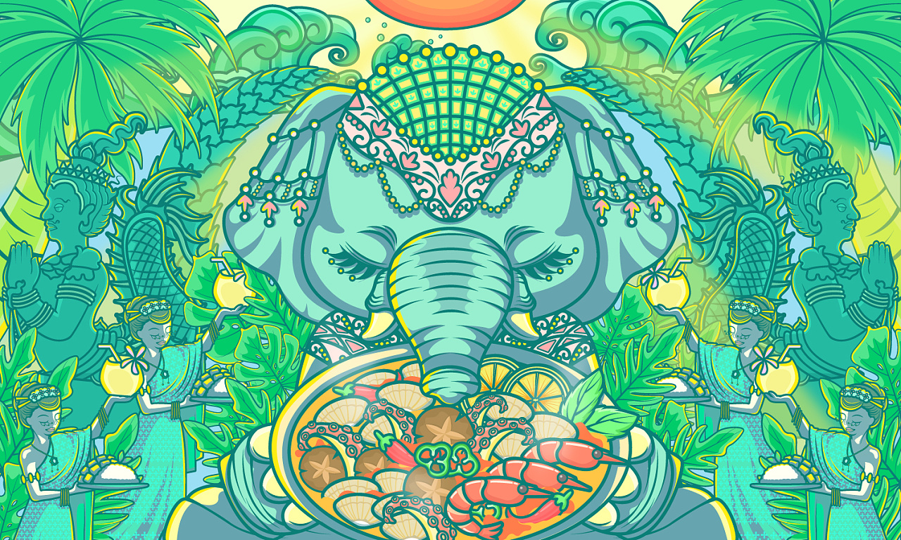 泰象冬阴功|插画|商业插画|东大口jun - 原创作品 - 站酷 (zcool)