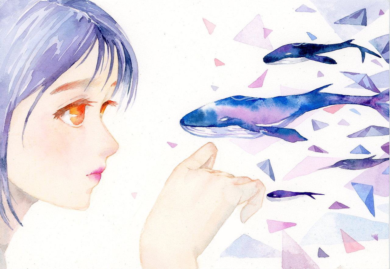 水彩 指尖鲸（图ZOTk4OTA4MDQ=） - 艺术插画 - 站酷设计师RR神龙大人原创素材 - 站酷ZCOOL