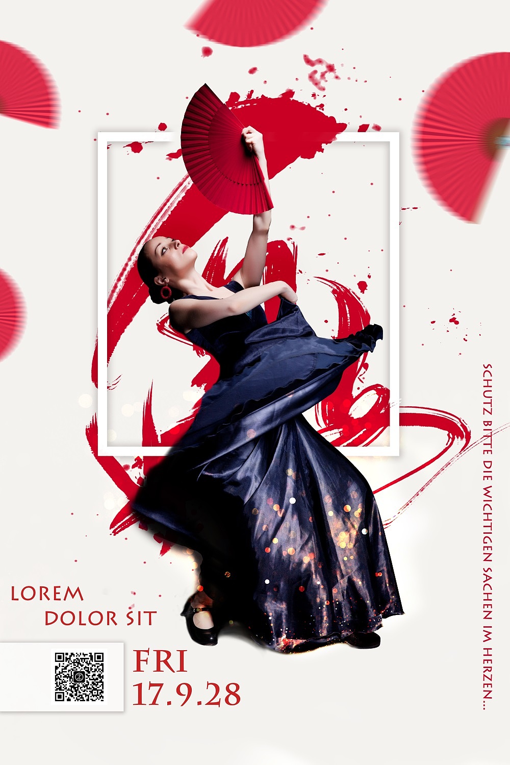 《红扇》创意设计海报